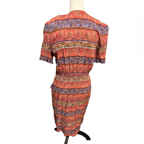 Positive Attitude Rayon Abstr Floral Sz 15/16 Vintage Button Frt Elastic Waist - Picture 2 of 4